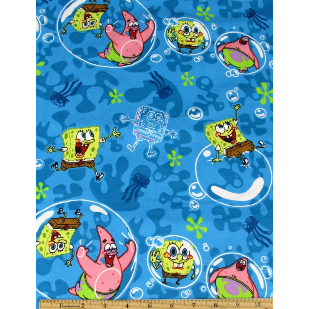 Spongebob Spongebob Square Pants Bubble Fun FLANNEL Fabric by the Yard