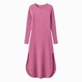 thumbnail image 6 of Ashirexll Casual Dresses for Women Winter Knit Long Sleeve Round Neck Solid Color Sweater Dress with Side Pockets and Side Slit Hem, 6 of 7