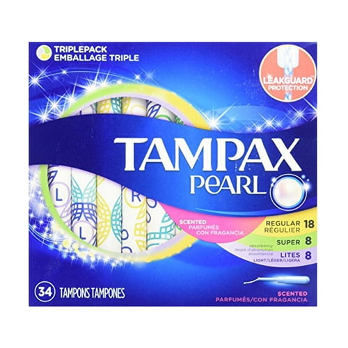 Tampax Pearl Regular/Super/Lites Scented Tampons Variety Pack, 34 Ea, 2 Pack