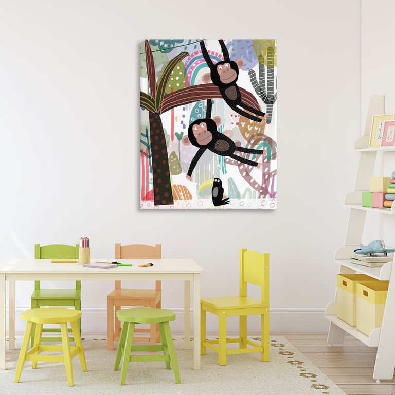 Exotic Monkey & Toucan Canvas Wall Art, design by Carla Daly