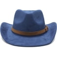 thumbnail image 4 of Unisex Western Suede Cowboy Cowgirl Hat Classic Wide Brim Fedora Hat for Men &Women, 4 of 8