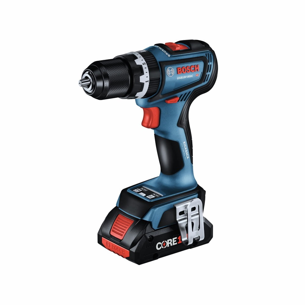 Restored Bosch GSB18V-800CB14-RT 18V Brushless Lithium-Ion 1/2 in. Cordless Connected-Ready Hammer Drill Driver Kit (4 Ah) (Refurbished)