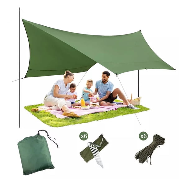 RoamRider 10x10 FT Camping Tent Tarp Sun Shelter Hammock Cover Waterproof Canopy Rain Fly