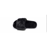 Fuzzy Fluffy Slides Fur House Slippers for Women Slip On Memory Foam Sandals Slippers Open Toe Slippers Women Flat Spa Slides Slippers House Shoes with Anti-Skid Rubber Sole