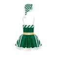 thumbnail image 3 of renvena Kids Girls Christmas Dance Gymnastics Leotard Figure Ice Skating Bodysuit Mesh Tutu Dress with Hat Size 6-16 Green 12, 3 of 7