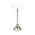 thumbnail image 4 of Kate and Laurel Sanzo Modern Pedestal Round Side Table, 14 x 14 x 24, White Marble and Silver, Decorative Circle End Table with Scalloped Marble Tabletop for Indoor Plant Stand or Bedroom Nightstand, 4 of 8