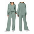 thumbnail image 2 of Two Piece Sets for Women V Neck Casual Matching Sets Loungewear Fall Clothes Travel Outfits Fashion Green M, 2 of 6