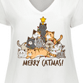thumbnail image 4 of Inktastic Merry Catmas with Cat Tree and Yellow Star Women's Plus Size V-Neck T-Shirt, 4 of 5