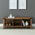 thumbnail image 3 of Walker Edison Rustic Farmhouse Entryway Storage Bench, Brown, 3 of 10