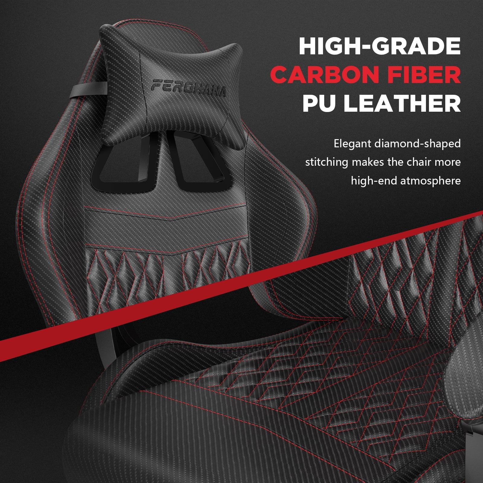 Huracan Gaming Chair with Footrest,Computer Office Chair with Massage Lumbar Support & Headrest, High Back Vintage Game Chair for Adults, Black