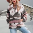 thumbnail image 3 of Mujeres V Masajeadores de cuello HOODIE pullover Tops casual moda manga larga cordón impreso sudadera con bolsillo Rosa XL, 3 of 6