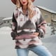 thumbnail image 3 of Sudadera con capucha con cuello en V para mujer Tops Casual de moda de manga larga con cordón impreso sudadera con bolsillo Rosa M, 3 of 6