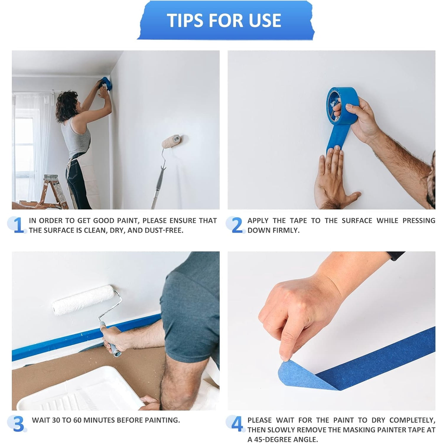 10 Rolls Painters Tape 2 inch Bulk Painter Tape Blue Wide Roll, Blue Masking Tape, 2 Inches x 55 Yards for General Purpose Wall Painting, Home Improvement