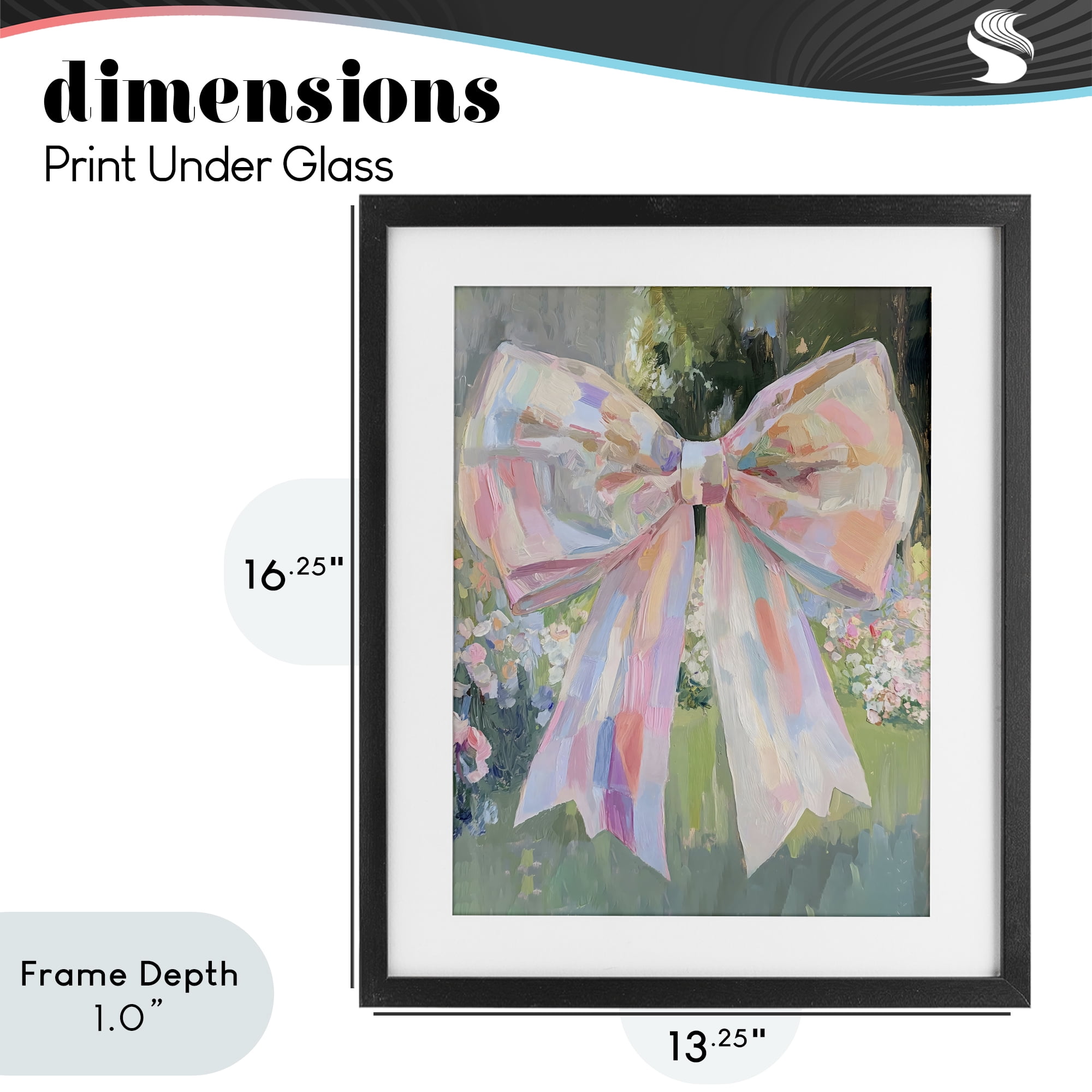 Stupell Industries Iridescent Pink Bow in Garden Black Framed Print Under Glass, design by The Prints Vibe