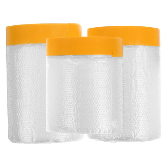 IBASETOY 3 Rolls Pre Taped Paint Films Adhesive Masking Plastic Sheeting with Tape for Automotive Car Painting and Auto Body Protection