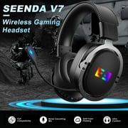 Seenda Wireless Gaming Headset for PS4 PC Xbox One PS5 Controller, Noise Cancelling Over Ear Headphones with Mic, LED Light, Bass Surround