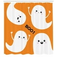 thumbnail image 3 of Ambesonne Ghost Shower Curtain, Flying Ghost Character, 69"Wx70"L, Orange Black and White, 3 of 3
