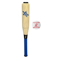 Future Stars 24" Foam Baseball Bat and Ball Combo Set - 1 24" Natural Wood Grain Foam Printed Barrel with Dark Blue Handle and 1 White Foam Baseball with Red Stitching