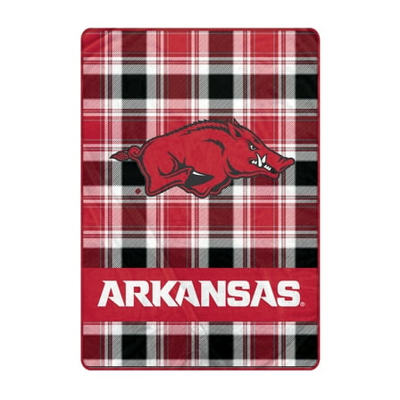 Pegasus Arkansas Razorbacks 66" x 95" Oversized Plaid FAN-mily Ultra Cozy Blanket