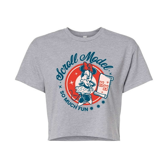 Disney - Scroll Model - Juniors Cropped Cotton Blend T-Shirt