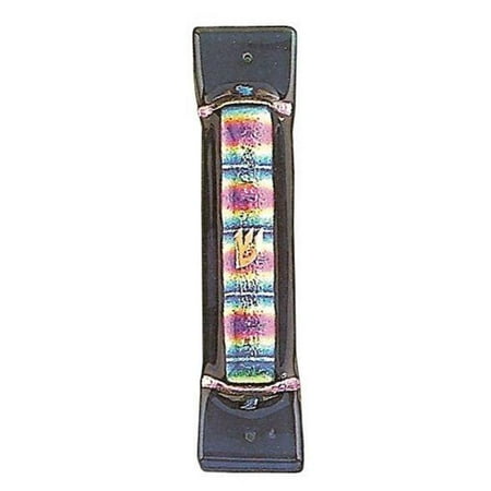 Judaica Kingdom TB-MEZ-X Rainbow Stripe Magenta Mezuzah