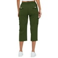 thumbnail image 3 of Mohiass Capri Pants for Women,Women's Pants Lightweight Hiking Cargo Pockets Casual Travel Cropped Cotton Pants with Pockets Dark Green M, 3 of 3