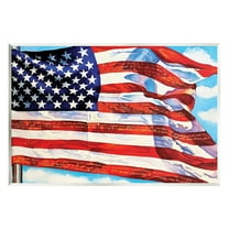 Stupell Industries Windblown American Flag Inspirational Painting Unframed Art Print Wall Art, 15 x 10