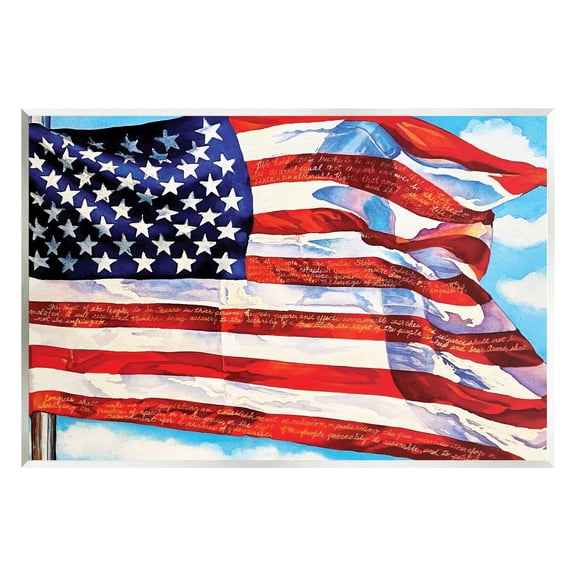 Stupell Industries Windblown American Flag Inspirational Painting Unframed Art Print Wall Art, 15 x 10