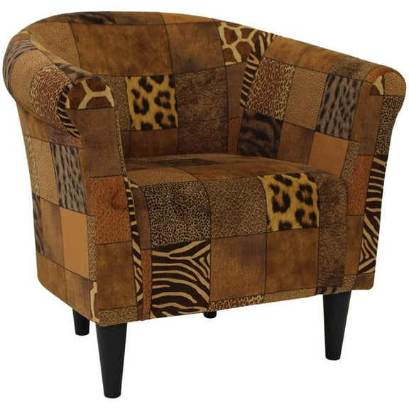 Pemberly Row Traditional Fabric & EPS Club Chair in Brown Finish