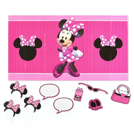  Minnie Mouse Party Backdrop and Props Photo Kit 10pc 