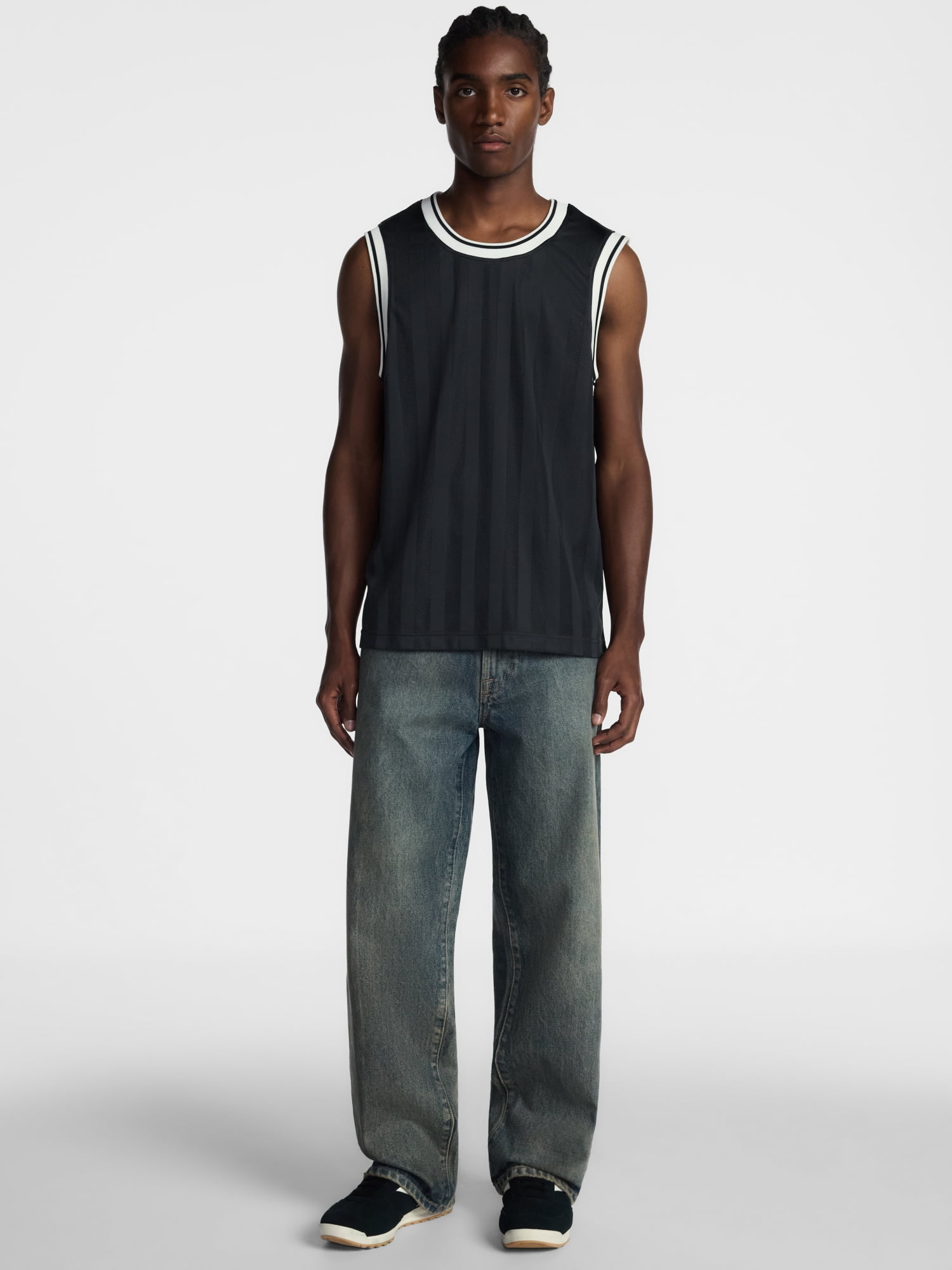 No Boundaries Striped Mesh Tank Top, Men's XS-2XL