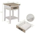 thumbnail image 3 of Farmhouse Nightstand Set of 2, Rustic Bedside Tables with Drawers & Shelf, Vintage White End Tables for Bedroom, Living Room 15.7"D x15.7"W x23.6"H, 3 of 8