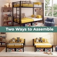 thumbnail image 3 of Uiowio Twin over Twin Metal Bunk Bed Converts to 2 Separate Beds, Space-Saving Bunk Bed Frame with Storage,Twin Bunk Bed with Built-in Ladder & Safety Guardrail, Black, 3 of 10