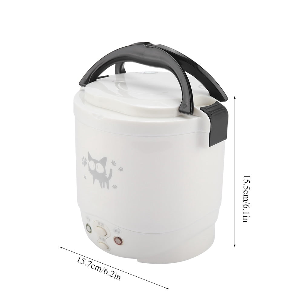 BOKYAN 12V 100W Portable Electric Rice Cooker for Car, 1L Capacity Multifunctional Food Steamer with Non-stick Coating, White - 6.2 x 6.2 x 6.1 inches / 15.7 x 15.7 x 15.5 cm