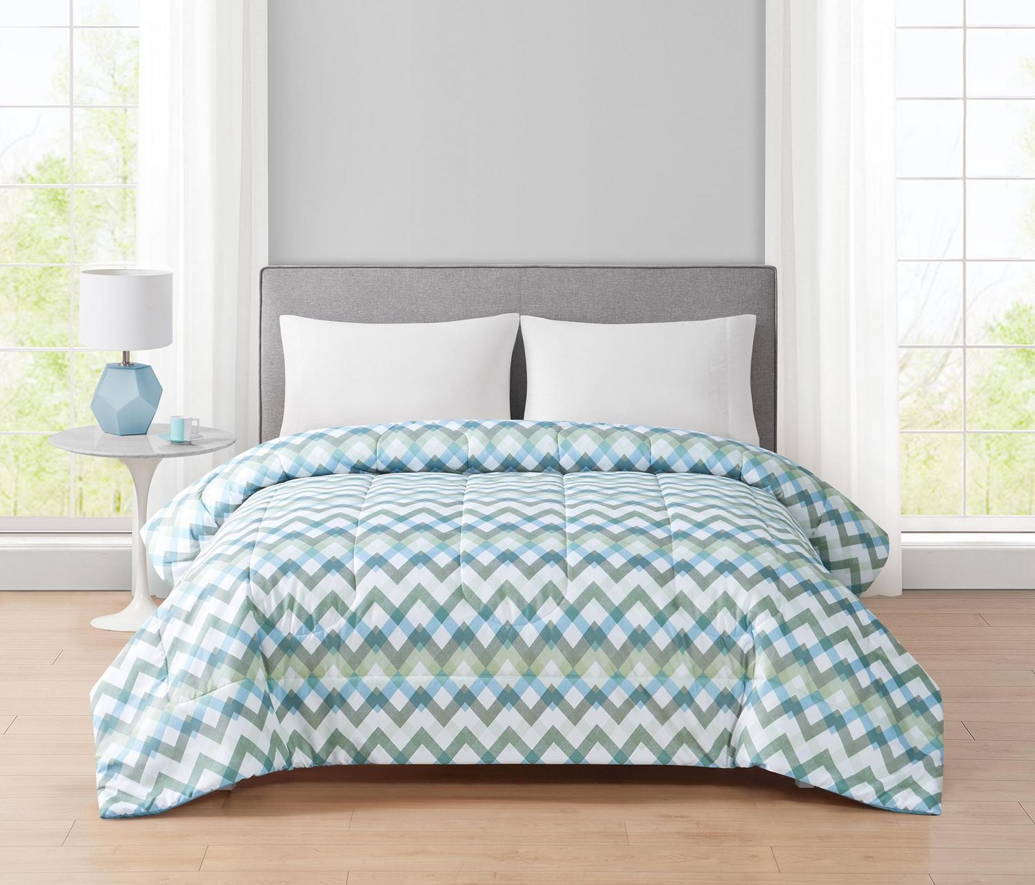 Mainstays Printed Reversible Microfiber Comforter, 1 piece, Available in Twin & Double/Queen