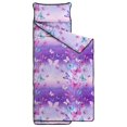 thumbnail image 2 of Purple Butterfly Flower Pattern Teens Toddler Nap Mat with Pillow, Sleeping Mat Bag for Preschool Daycare 60"x20", 2 of 6