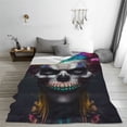 thumbnail image 5 of Honeii Modern Abstract Colorful Skull C Print Fleece Blanket - Throw Blanket for Bed, Sofa, Couch, Camping, and Travel , Microplush Ultra Soft Warm Blanket-50"x40", 5 of 7