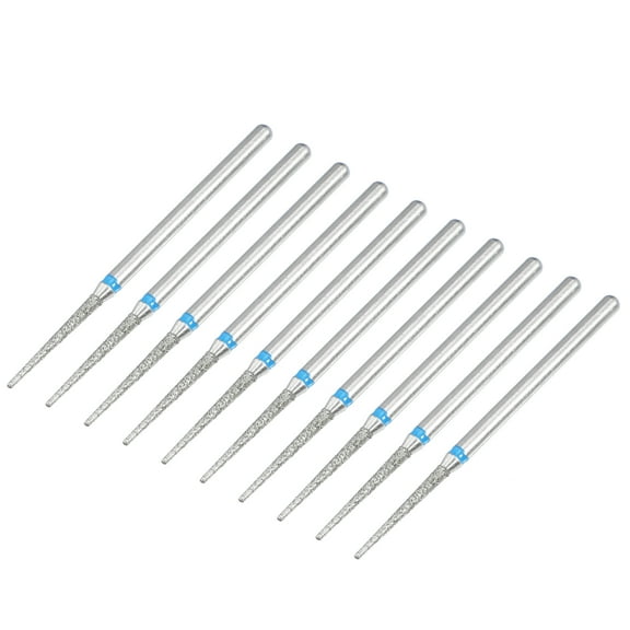 Unique Bargains 10 Pcs Emery Nail Drill Bit Set for Acrylic Nails 3/32 Inch Nail Art Tools 44.4mm Length Blue