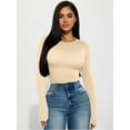 thumbnail image 4 of MOYIKO Slim Fitted Long Sleeve Shirts for Women Crewneck Tees Tight Basic Tops, 4 of 9