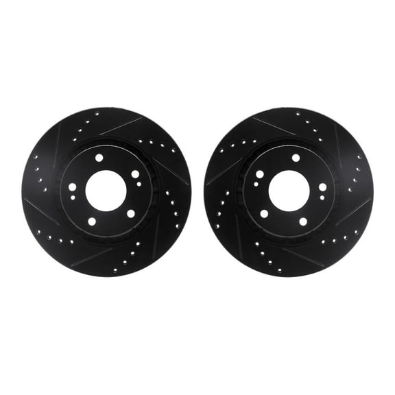 Dynamic Friction Company Front Brake Rotors-Drilled and Slotted-Black 8002-72032