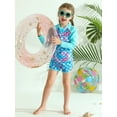 thumbnail image 3 of Esho 3T-4T Toddler Little Girls Summer Rash Guards Swimsuit Long Sleeve Swim Shirts + Swim Shorts 2Pcs Bathing Suit, 3 of 8