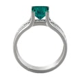 thumbnail image 7 of Lab Created Green Emerald Stone 2.20 ctw Ring with Diamonds 14K White Gold Bridge Channel set Princess, 7 of 7