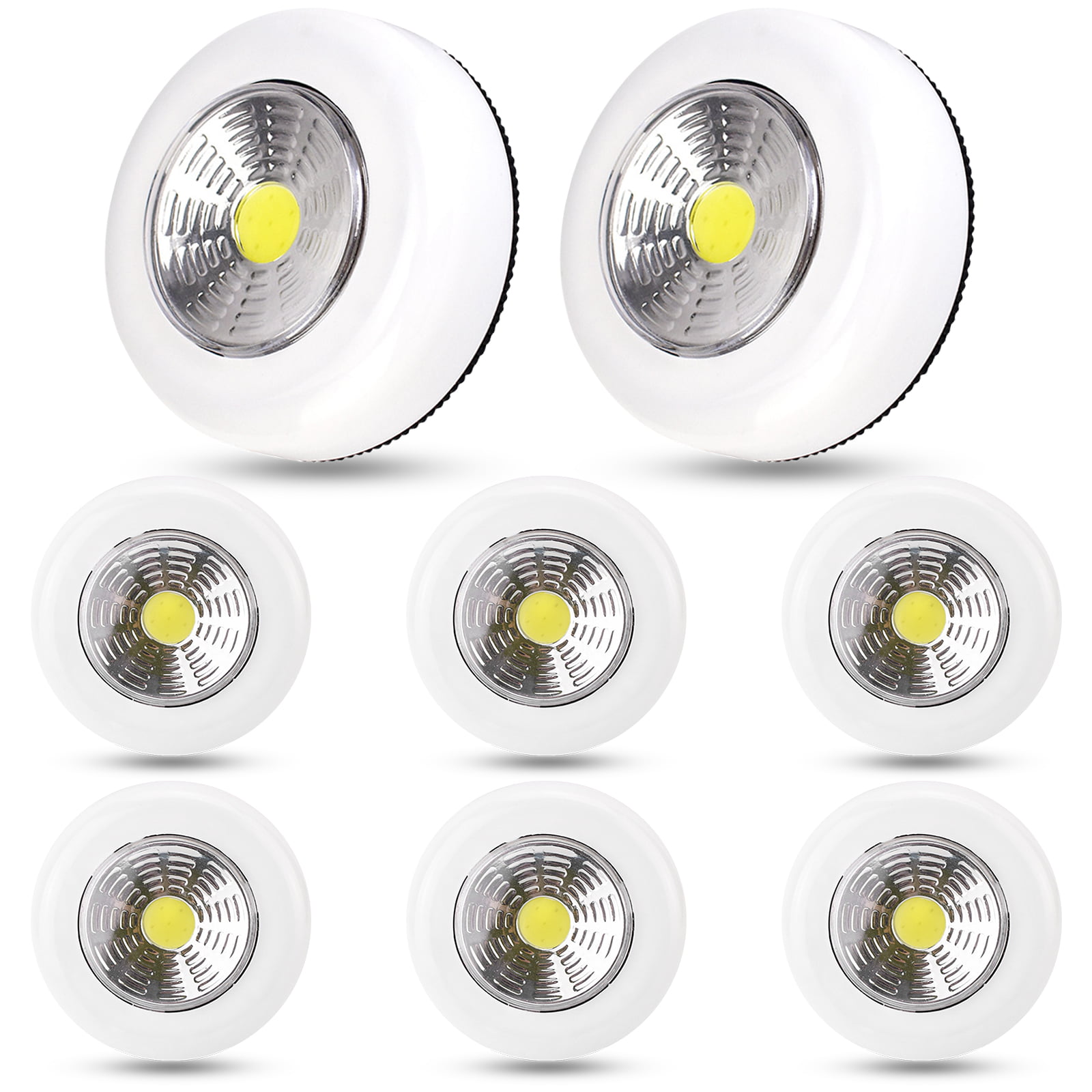 4X Black Bright LED Push Button Lights Self Stick Adhesive Backing Spot Lamp LED Cabinet Lights Push ON/Off 