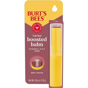 Burt's Bees Tinted Boosted Balm, 100% Natural Origin Tinted Lip Balm, Misty Mauve, 1 Tube