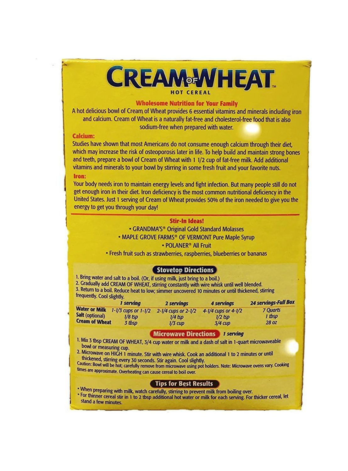 Cream Of Wheat Original - 28 Ounce Box (Pack Of 12) - 10 Minute Cook Time