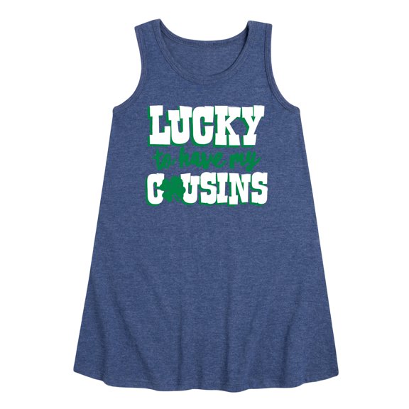 Instant Message - St. Patrick's Day - Lucky to Have My Cousins - Toddler and Youth Girls A-line Dress
