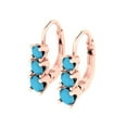 thumbnail image 2 of 14K Solid Gold Lever Back Stud Earrings for Women | 1.06 cttw Round Cut Simulated Turquoise | Rose Gold, 2 of 5