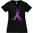 thumbnail image 3 of Inktastic Alzheimer's Awareness Purple Ribbon Made of Heart Women's Plus Size V-Neck T-Shirt, 3 of 5