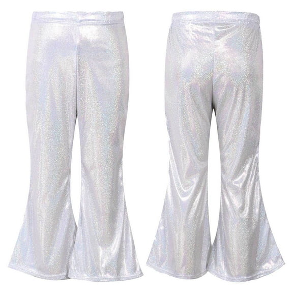 inhzoy Little Big Kids Shiny Metallic Elastic Bell Bottoms