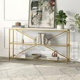 thumbnail image 3 of Evelyn&Zoe Fionn 55" Wide Rectangular Console Table with Faux Marble Top, Blackened Bronze, 3 of 5